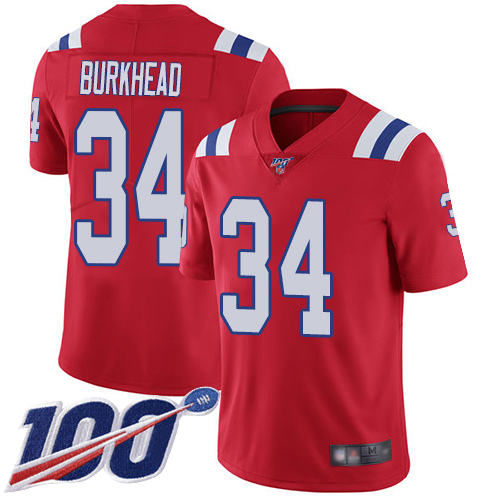 New England Patriots Football #34 100th Season Limited Red Men Rex Burkhead Alternate NFL Jersey